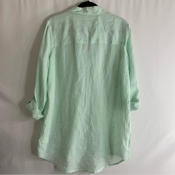 NWT Sigrid Olsen Mint Green Linen Button-Up Tunic, Size M - Picture 11 of 11
